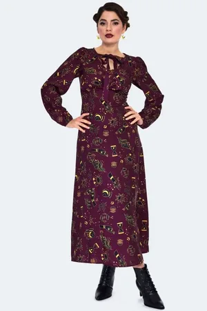 Voodoo Vixen Sukienka długa Goth z Mystical Print Midi Dress