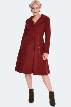 Voodoo Vixen Płaszcze Rockabilly z Heart Button Flare Coat