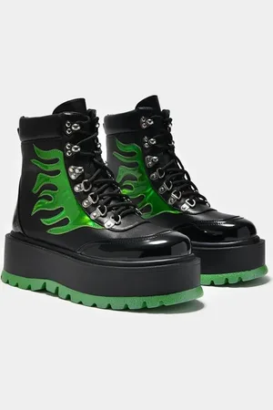 Koi Buty wiązane Goth z CHA CHA CHA Hologram Flame Boots