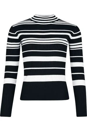 Voodoo Vixen Sweter Rockabilly z Striped High Neck Jumper