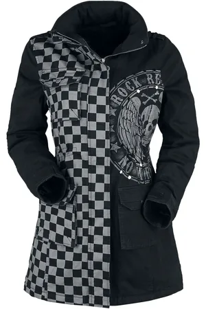 Rock Rebel Kurtka zimowa z Black/Grey Jacket with Studs and Print
