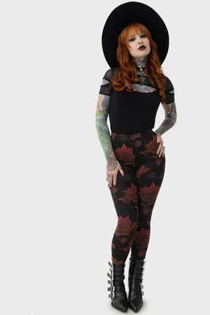 Killstar Legginsy Goth z Blood Rose Leggings