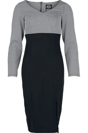 H&R London Sukienka Medium Rockabilly z Grey-Black Wiggle Dress