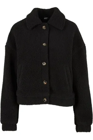 Urban classics Kurtka przejściowa z Ladies Short Sherpa Button Jacket