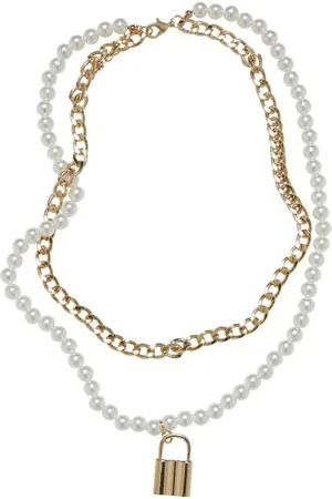 Urban classics Naszyjnik z - Padlock Pearl Layering Necklace Kobiety