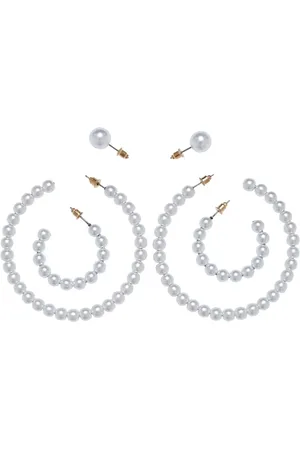 Urban classics Kolczyk z - Pearl Hoop Earrings (3-pack) Kobiety