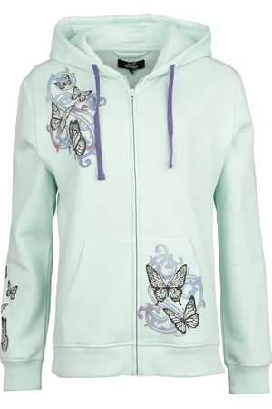 Full Volume Bluza z kapturem rozpinana z Hooded jacked with butterflies and skulls