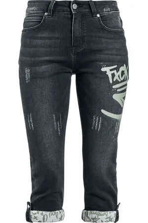 RED by EMP Krótkie spodenki z 3/4 Jeans with Graffiti Details