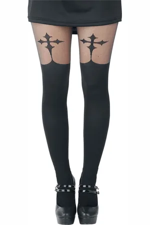 Pamela Mann Rajstopy Goth z Goth Cross Suspender
