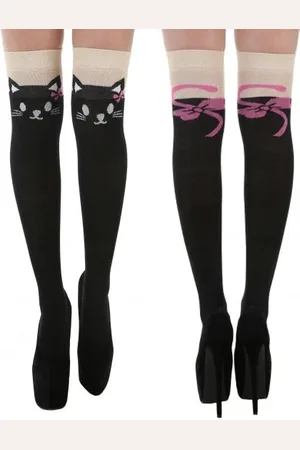 Pamela Mann Podkolanówki z Cat Over The Knee Socks with Tail