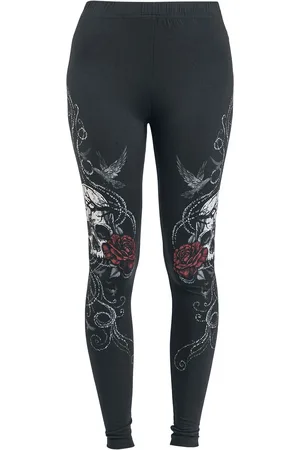 EMP Legginsy z Leggings With Skull And Roses Print
