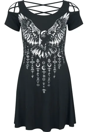 EMP Sukienka krótka z Dress with Raven Print