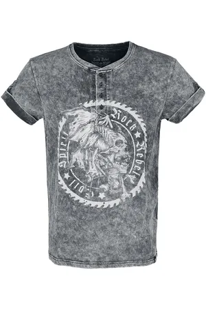 Rock Rebel T-Shirt z Vintage-Look T-Shirt with Button Placket