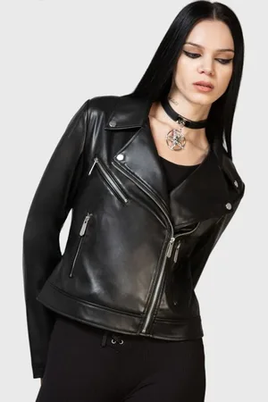 Killstar Kurtka z ekoskóry Goth z Night Wrath Biker Jacket