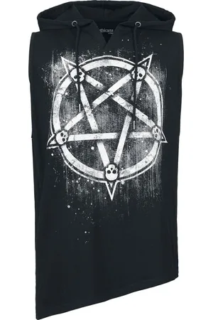 Gothicana Tanktop Goth z Top with Pentagram and Skulls