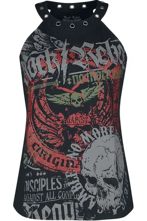 Rock Rebel Top Halterneck z Rock Rebel Top with Print and Eyelets