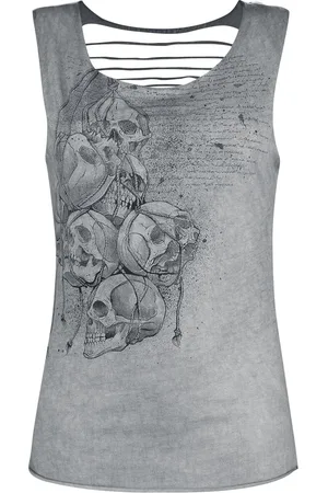 EMP Top z Grey Top with Cut-Outs and Print
