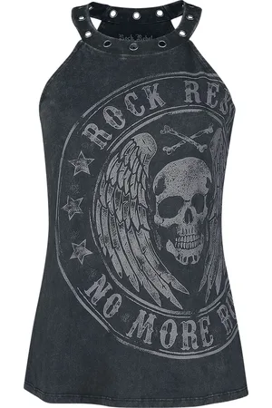 Rock Rebel Top Halterneck z Rock Rebel Top with Print and Eyelets