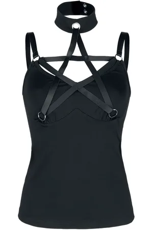 Jawbreaker Top Halterneck Goth z Pentagram Straps Top