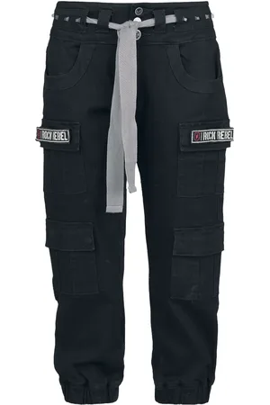 Rock Rebel Spodnie z materiału z Cargo trousers with studs and patches