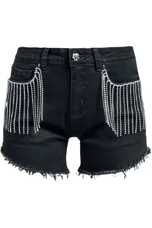 Rock Rebel Krótkie spodenki z Black shorts with rhinestone appliqué