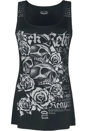 Rock Rebel Top z Top with Front Print and Stud Details