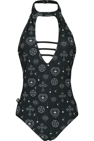 Gothicana Kostium kąpielowy Goth z Neckholder Swimsuit with Mystical Symbols