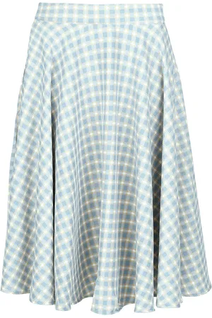 Banned Retro Spódnica Medium Rockabilly z Cary Blue Checked Skirt