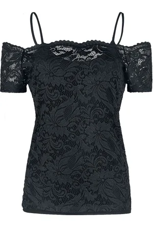 EMP T-Shirt z Lace Cold Shoulder Shirt