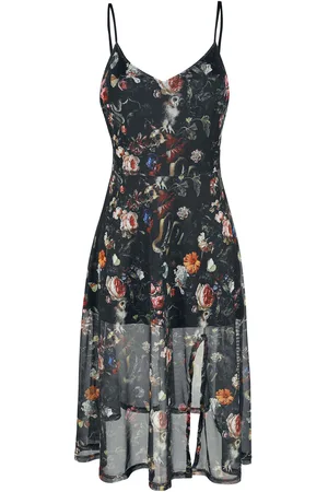Jawbreaker Sukienka Medium Goth z Night Garden Print Midi Dress