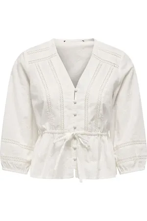 ONLY Bluzka z ONLMICHELLE LS LACE V-NECK TOP WVN