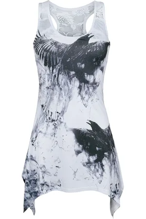 Innocent Top Goth z Crow Shade Lace Panel Vest