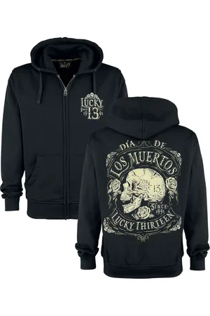 Lucky 13 Bluza z kapturem rozpinana Rockabilly z Dead Skull