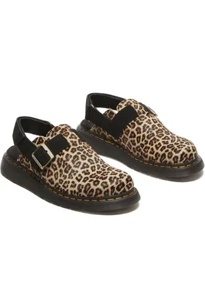 Dr. Martens Sandały z Jorge II Light Tan+Black Mini Leopard Spot Hair On+EH Suede