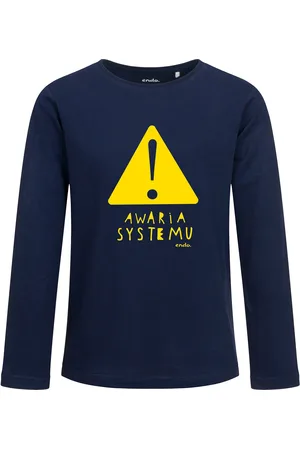 Endo Bluzka z długim rękawem dla dziewczynki, z napisem awaria systemu, 2-8 lat, granatowa