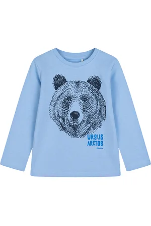 Endo T-shirt z długim rękawem dla chłopca, z niedźwiedziem i napisem "ursus arctos", 3-8lat