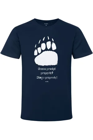 Endo Męski t-shirt z krótkim rękawem, z łapą niedźwiedzia, granatowy