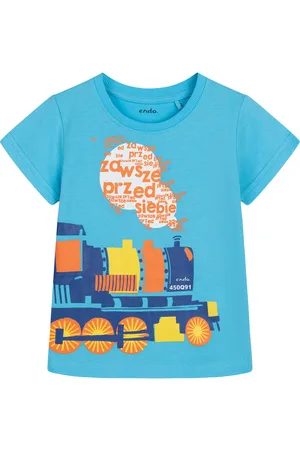 Endo T-shirt z krótkim rękawem dla chłopca, z lokomotywą, 3-8 lat