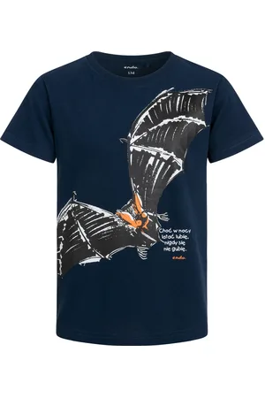 Endo T-shirt z krótkim rękawem dla chłopca, z nietoperzem, granatowy 9-13 lat