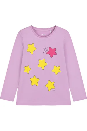 Endo T-shirt z długim rękawem dla dziewczynki, z gwiazdkami i napisem "jedna na milion", fioletowy 3-8 lat