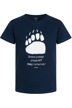 Endo T-shirt z krótkim rękawem dla chłopca, z łapą niedźwiedzia, granatowy 3-8 lat