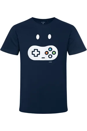 Endo Męski t-shirt z krótkim rękawem, z motywem gier, granatowy