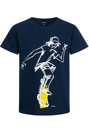 Endo T-shirt z krótkim rękawem dla chłopca, z motywem skate, granatowy 9-13 lat