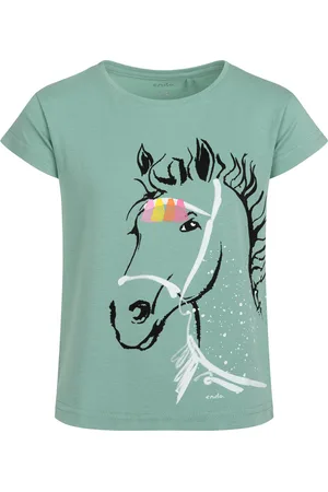 Endo T-shirt z krótkim rękawem dla dziewczynki, z jednorożcem, zielony 3-8 lat