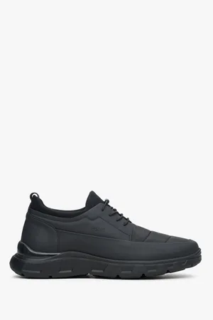 Estro Miękkie sneakersy męskie w kolorze czarnym ze ściągaczem