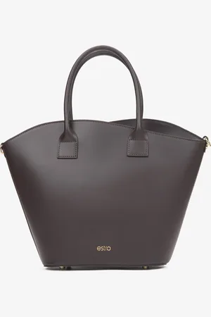 Estro Ciemnobrązowa torebka damska typu shopper z włoskiej skóry naturalnej Premium