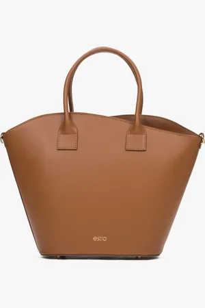 Estro Brązowa torebka damska typu shopper z włoskiej skóry naturalnej Premium