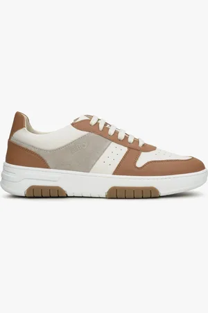 Estro Brązowo-białe sneakersy damskie z włoskiej skóry naturalnej
