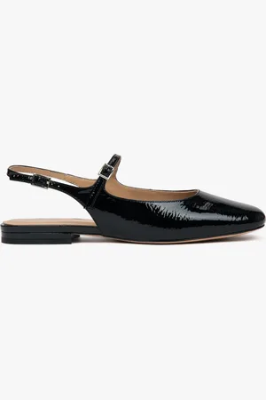 Estro Czarne sandały damskie na płaskim obcasie typy slingback