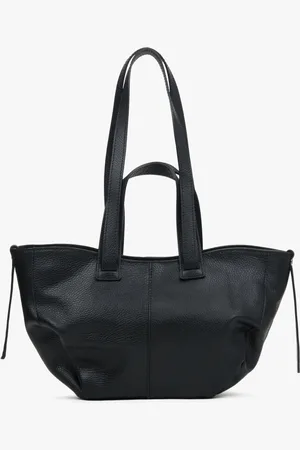 Estro Czarna torba damska typu shopper z włoskiej skóry naturalnej Premium